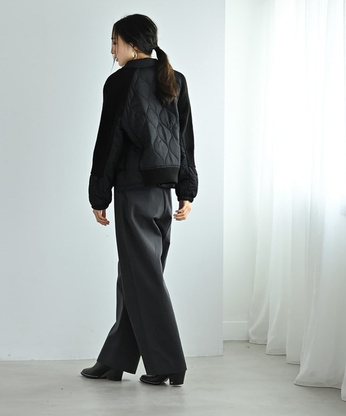 STYLE DELI（スタイルデリ）の「【BLK001】ナイロン切り替えショートブルゾン（Tシャツ/カットソー・レディース・ブラック/グレー・FREE）」の7枚目の写真