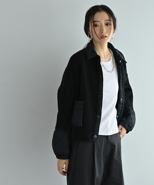 STYLE DELI（スタイルデリ）の「【BLK001】ナイロン切り替えショートブルゾン（Tシャツ/カットソー・レディース・ブラック/グレー・FREE）」の8枚目の写真