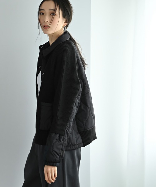 STYLE DELI（スタイルデリ）の「【BLK001】ナイロン切り替えショートブルゾン（Tシャツ/カットソー・レディース・ブラック/グレー・FREE）」の9枚目の写真