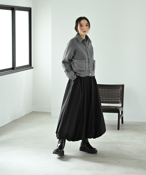 STYLE DELI（スタイルデリ）の「【BLK001】ナイロン切り替えショートブルゾン（Tシャツ/カットソー・レディース・ブラック/グレー・FREE）」の10枚目の写真