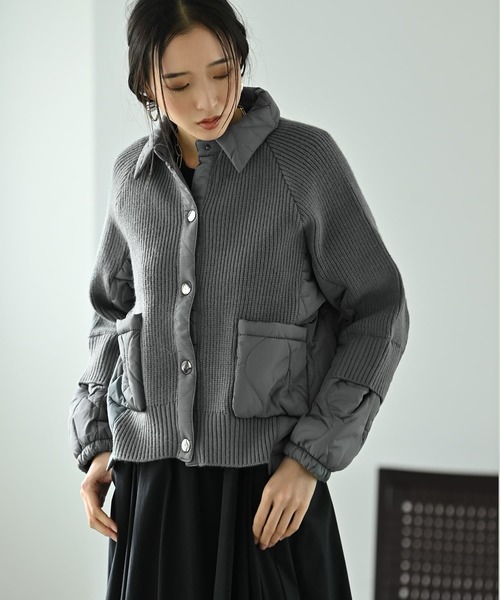 STYLE DELI（スタイルデリ）の「【BLK001】ナイロン切り替えショートブルゾン（Tシャツ/カットソー・レディース・ブラック/グレー・FREE）」の11枚目の写真