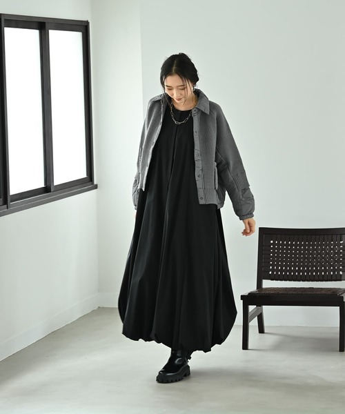STYLE DELI（スタイルデリ）の「【BLK001】ナイロン切り替えショートブルゾン（Tシャツ/カットソー・レディース・ブラック/グレー・FREE）」の13枚目の写真