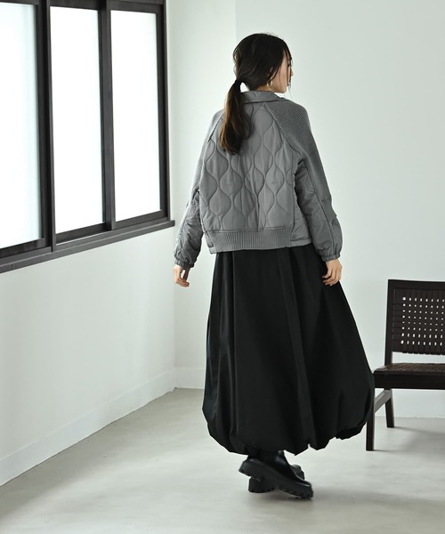 STYLE DELI（スタイルデリ）の「【BLK001】ナイロン切り替えショートブルゾン（Tシャツ/カットソー・レディース・ブラック/グレー・FREE）」の14枚目の写真