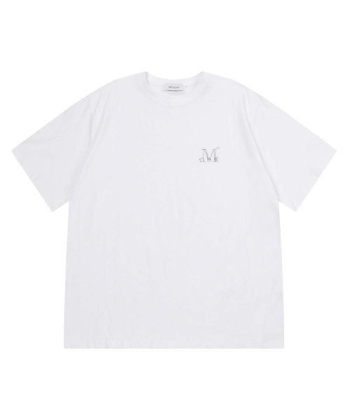 MUCENT(ムセント)の「カットメタルロゴシグネチャー半袖Tシャツ男女共用(2カラー)(Tシャツ/カットソー・レディース・ホワイト/ブラック・MEDIUM/LARGE/SHORT)」の7枚目の写真