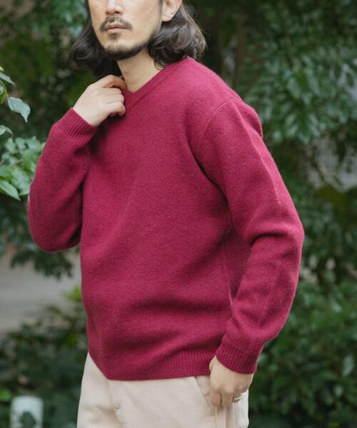 ITEMS URBANRESEARCH（アイテムズ アーバンリサーチ）の「タスマニア メリノウール100 Vネックニット（ニット/セーター・メンズ・チャコールグレー/バーガンディー/ホワイト/ブルー系その他/ベージュ/マスタード・MEDIUM/LARGE）」の8枚目の写真