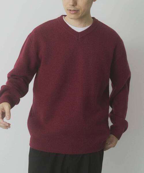ITEMS URBANRESEARCH（アイテムズ アーバンリサーチ）の「タスマニア メリノウール100 Vネックニット（ニット/セーター・メンズ・チャコールグレー/バーガンディー/ホワイト/ブルー系その他/ベージュ/マスタード・MEDIUM/LARGE）」の12枚目の写真