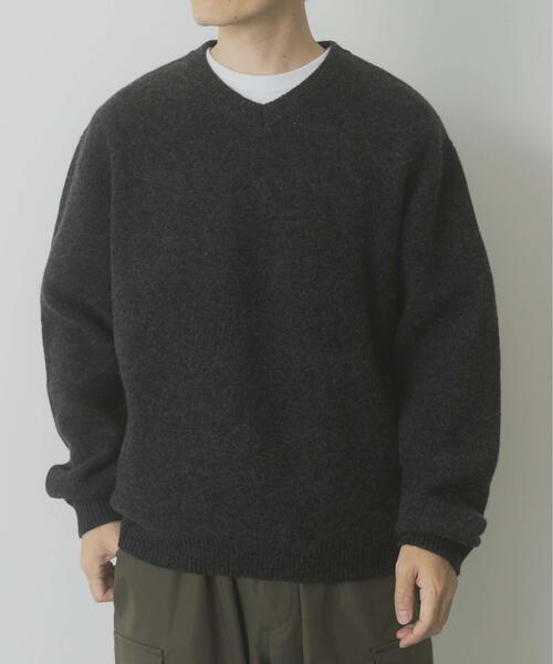 ITEMS URBANRESEARCH（アイテムズ アーバンリサーチ）の「タスマニア メリノウール100 Vネックニット（ニット/セーター・メンズ・チャコールグレー/バーガンディー/ホワイト/ブルー系その他/ベージュ/マスタード・MEDIUM/LARGE）」の17枚目の写真