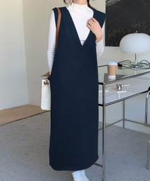 deux amour | サイドスリット深Vジャンバースカート(ジャンパースカート)