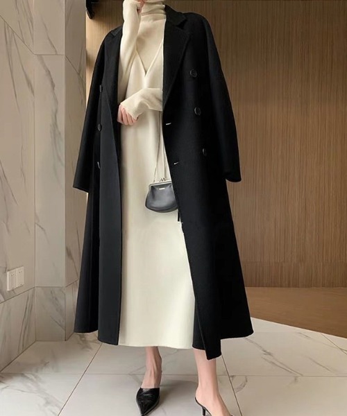 deux amour（ドゥーザムール）の「サイドスリット深Vジャンバースカート（ジャンパースカート・レディース・ブラック/ブラウン/アイボリー・FREE）」の9枚目の写真