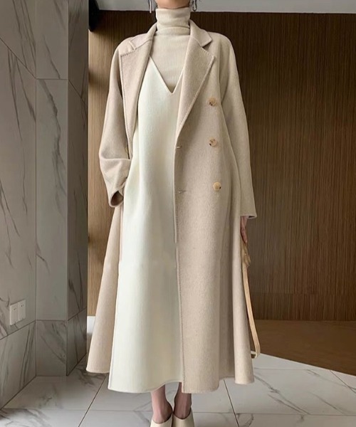 deux amour（ドゥーザムール）の「サイドスリット深Vジャンバースカート（ジャンパースカート・レディース・ブラック/ブラウン/アイボリー・FREE）」の4枚目の写真