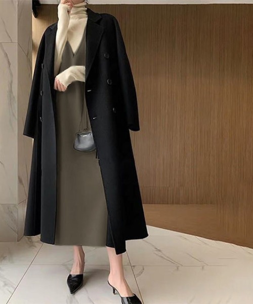 deux amour（ドゥーザムール）の「サイドスリット深Vジャンバースカート（ジャンパースカート・レディース・ブラック/ブラウン/アイボリー・FREE）」の6枚目の写真