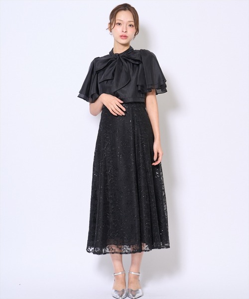 AND COUTURE ラメボタニカルレースレイヤードドレス ラメボタニカルレースレイヤードドレス（ドレス）｜AND COUTURE