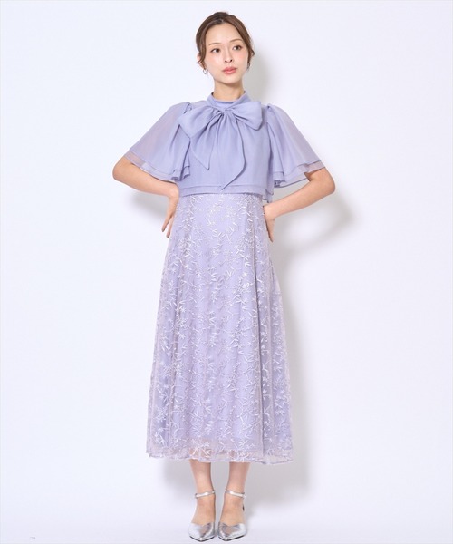 AND COUTURE(アンドクチュール)の「ラメボタニカルレースレイヤードドレス(ドレス・レディース・ブルー/ピンク/ブラック/ミント/イエロー・FREE)」の14枚目の写真
