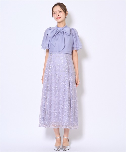 AND COUTURE(アンドクチュール)の「ラメボタニカルレースレイヤードドレス(ドレス・レディース・ブルー/ピンク/ブラック/ミント/イエロー・FREE)」の15枚目の写真