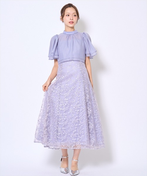 AND COUTURE(アンドクチュール)の「ラメボタニカルレースレイヤードドレス(ドレス・レディース・ブルー/ピンク/ブラック/ミント/イエロー・FREE)」の18枚目の写真