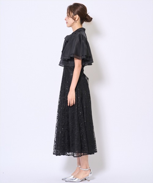 AND COUTURE(アンドクチュール)の「ラメボタニカルレースレイヤードドレス(ドレス・レディース・ブルー/ピンク/ブラック/ミント/イエロー・FREE)」の9枚目の写真