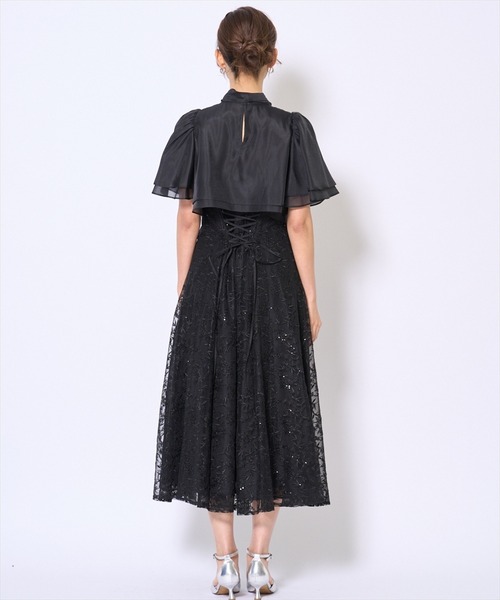AND COUTURE(アンドクチュール)の「ラメボタニカルレースレイヤードドレス(ドレス・レディース・ブルー/ピンク/ブラック/ミント/イエロー・FREE)」の10枚目の写真