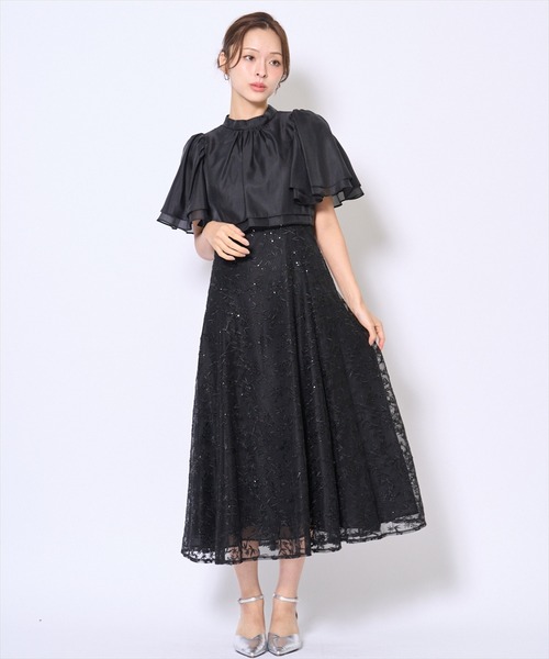 AND COUTURE(アンドクチュール)の「ラメボタニカルレースレイヤードドレス(ドレス・レディース・ブルー/ピンク/ブラック/ミント/イエロー・FREE)」の11枚目の写真