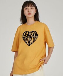 ビッグハートロゴラウンドネック15番手コットン半袖Tシャツ_チェダー