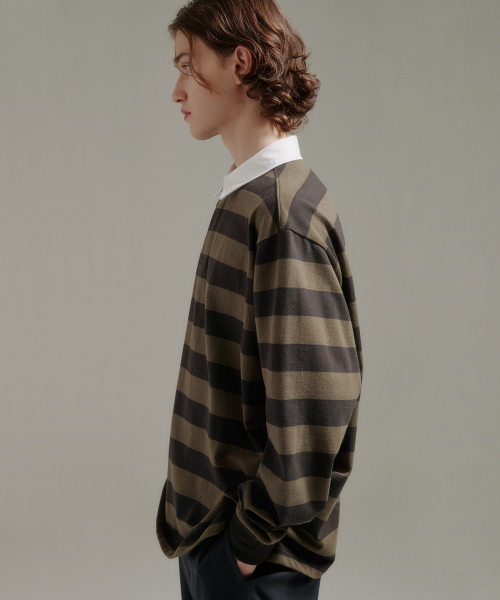 BLANKROOM(ブランクルーム)の「ラグビーTシャツ_オリーブ / ブラウン(ポロシャツ・レディース・その他・1)」の4枚目の写真