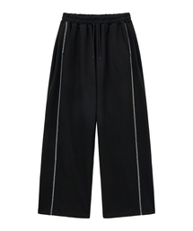 MOZMOZ（モズモズ）の「サイドステッチワイドトレーニングパンツブラック（スウェットパンツ）」