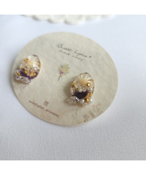 tone(トーン)の「【Sweetlupine】【Sweetlupine】小さな宝石【パープル】小ぶり フラワー カスミ草 レジン ♡ チタンピアス(MA)(ピアス(両耳用)・レディース・パープル・FREE)」の3枚目の写真