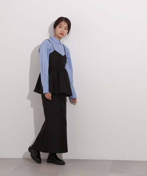 N.(N. Natural Beauty Basic)(エヌエヌナチュラルビューティーベーシック)の「ジャガードペプラムキャミセットアップ(ワンピース・レディース・ブラック/オフホワイト・MEDIUM/P/S)」の19枚目の写真