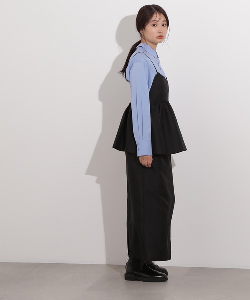 N.(N. Natural Beauty Basic)(エヌエヌナチュラルビューティーベーシック)の「ジャガードペプラムキャミセットアップ(ワンピース・レディース・ブラック/オフホワイト・MEDIUM/P/S)」の20枚目の写真