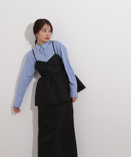 N.(N. Natural Beauty Basic)(エヌエヌナチュラルビューティーベーシック)の「ジャガードペプラムキャミセットアップ(ワンピース・レディース・ブラック/オフホワイト・MEDIUM/P/S)」の22枚目の写真