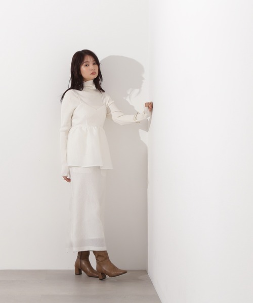 N.(N. Natural Beauty Basic)(エヌエヌナチュラルビューティーベーシック)の「ジャガードペプラムキャミセットアップ(ワンピース・レディース・ブラック/オフホワイト・MEDIUM/P/S)」の11枚目の写真