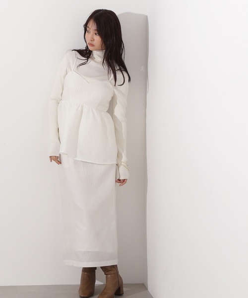 N.(N. Natural Beauty Basic)(エヌエヌナチュラルビューティーベーシック)の「ジャガードペプラムキャミセットアップ(ワンピース・レディース・ブラック/オフホワイト・MEDIUM/P/S)」の12枚目の写真