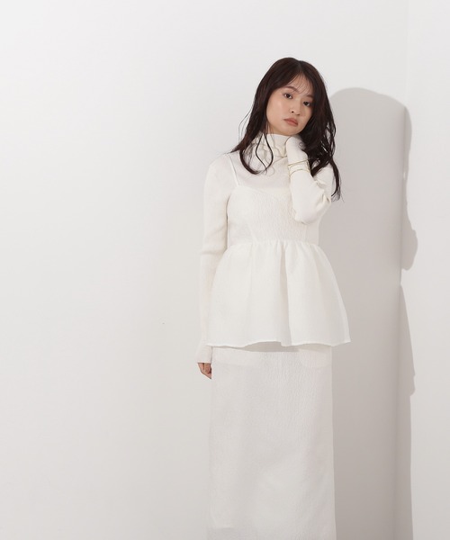 N.(N. Natural Beauty Basic)(エヌエヌナチュラルビューティーベーシック)の「ジャガードペプラムキャミセットアップ(ワンピース・レディース・ブラック/オフホワイト・MEDIUM/P/S)」の14枚目の写真