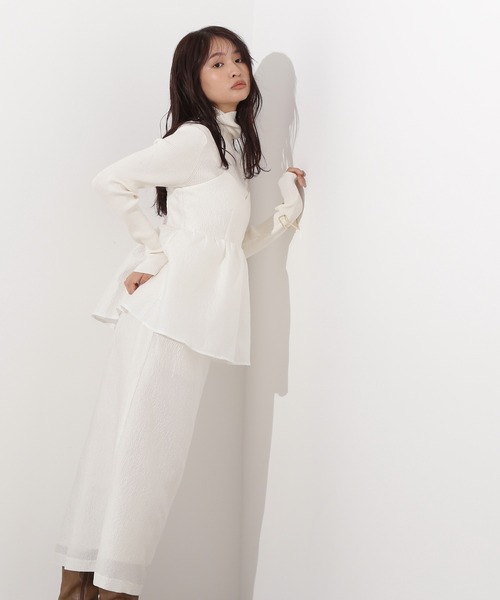 N.(N. Natural Beauty Basic)(エヌエヌナチュラルビューティーベーシック)の「ジャガードペプラムキャミセットアップ(ワンピース・レディース・ブラック/オフホワイト・MEDIUM/P/S)」の15枚目の写真