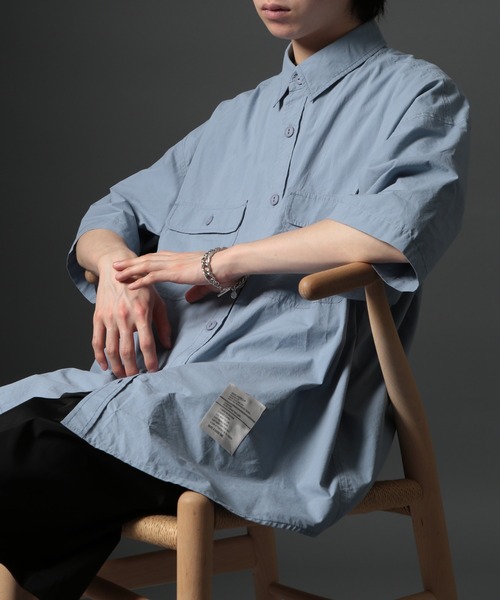 MAISON CLUB(メゾンクラブ)の「【MAISON CLUB】U.S.NAVY Big Half Sleeve Shirt ビッグワークハーフスリーブシャツ 半袖 /MILITARY ミリタリー(シャツ/ブラウス・メンズ・サックスブルー/カーキ/ホワイト/ネイビー・FREE)」の6枚目の写真