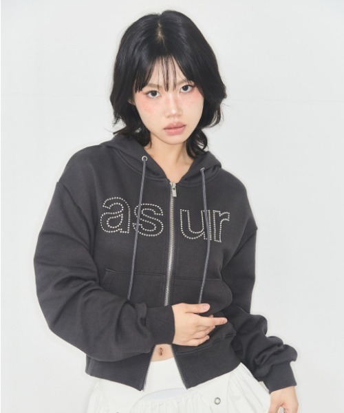 as you are(アズユーアー)の「◇ASYOUARE◇ブランド直輸入正規品/丈が選べる/ショート丈/レギュラー丈/AU ホットフィックス フーディー ジップアップ AU HOTFIX HOODIE ZIP-UP(パーカー・レディース・チャコール/ホワイト/ブラック・S/M)」の3枚目の写真