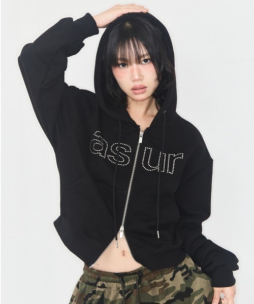 as you are(アズユーアー)の「◇ASYOUARE◇ブランド直輸入正規品/丈が選べる/ショート丈/レギュラー丈/AU ホットフィックス フーディー ジップアップ AU HOTFIX HOODIE ZIP-UP(パーカー・レディース・チャコール/ホワイト/ブラック・S/M)」の2枚目の写真