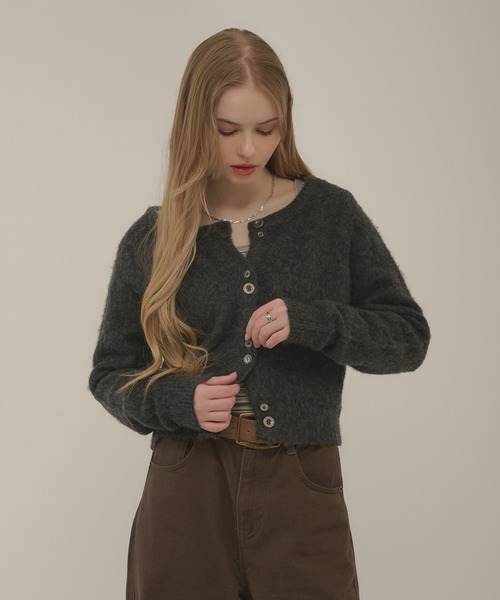 hazyl(ヘイジル)の「mohair like cardigan / モヘアライクカーディガン(カーディガン/ボレロ・レディース・チャコールグレー/ネイビー・フリー)」の4枚目の写真