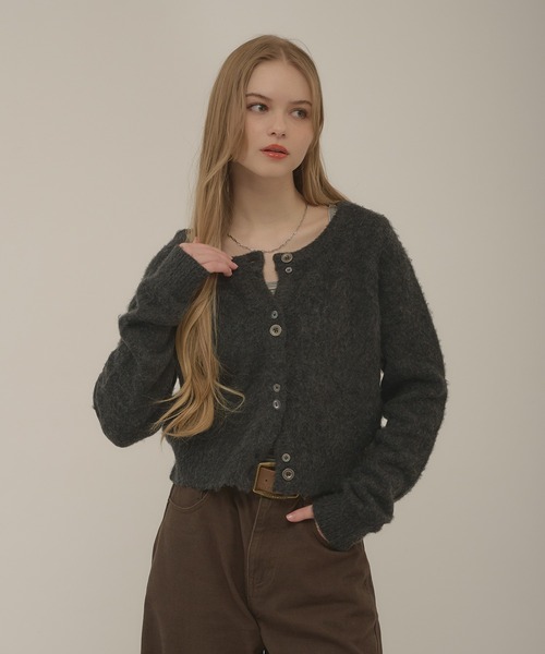 hazyl(ヘイジル)の「mohair like cardigan / モヘアライクカーディガン(カーディガン/ボレロ・レディース・チャコールグレー/ネイビー・フリー)」の3枚目の写真