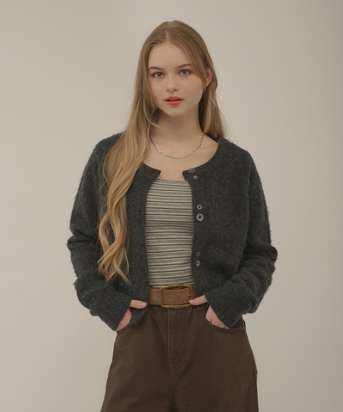 hazyl(ヘイジル)の「mohair like cardigan / モヘアライクカーディガン(カーディガン/ボレロ・レディース・チャコールグレー/ネイビー・フリー)」の5枚目の写真