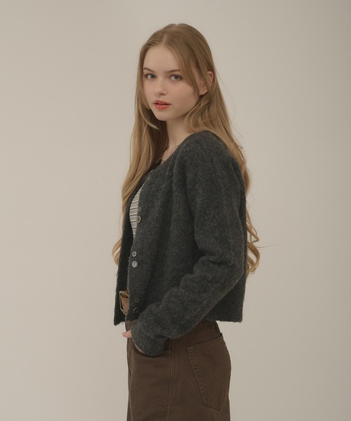 hazyl(ヘイジル)の「mohair like cardigan / モヘアライクカーディガン(カーディガン/ボレロ・レディース・チャコールグレー/ネイビー・フリー)」の7枚目の写真