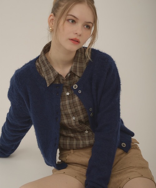 hazyl(ヘイジル)の「mohair like cardigan / モヘアライクカーディガン(カーディガン/ボレロ・レディース・チャコールグレー/ネイビー・フリー)」の22枚目の写真