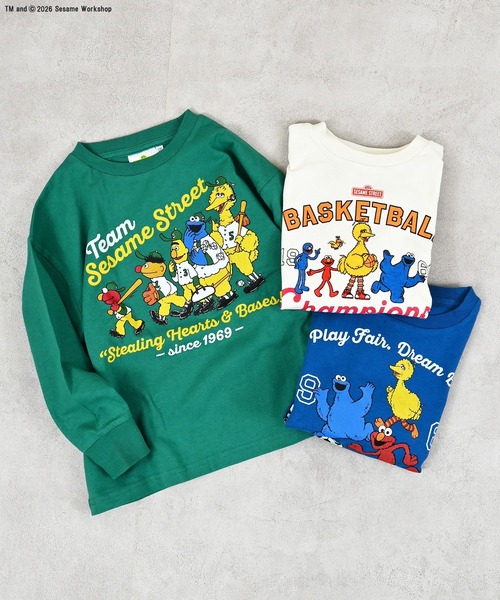 MARKEY'S(マーキーズ)の「【SESAME STREET】別注プリントロンT(Tシャツ/カットソー・キッズ・オフホワイト/ブルー/グリーン・100/130/120/95/90/80/110/150/140)」の4枚目の写真