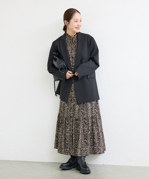 WEB限定追加》ランダムヘリンボーンプリントワンピース（ワンピース