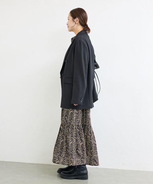 JOURNAL STANDARD（ジャーナルスタンダード）の「《WEB限定追加》ランダムヘリンボーンプリントワンピース（ワンピース・レディース・ブラック・FREE）」の3枚目の写真