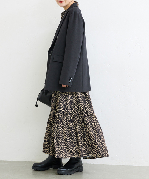 JOURNAL STANDARD（ジャーナルスタンダード）の「《WEB限定追加》ランダムヘリンボーンプリントワンピース（ワンピース・レディース・ブラック・FREE）」の4枚目の写真