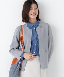 ◆【ウォッシャブル】コットンスムースジップアップジャケット