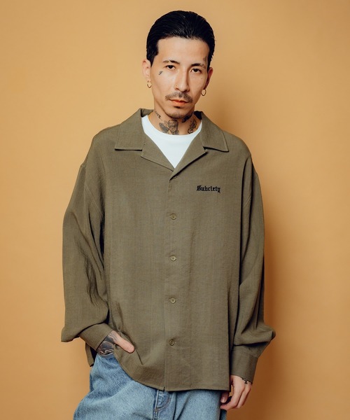Subciety（サブサエティ）の「Embroidery Maria open collar shirt（シャツ/ブラウス・メンズ・オリーブ/ブラック/ホワイト・SMALL/MEDIUM/LARGE/X-LARGE）」の9枚目の写真