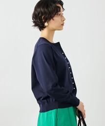 《手洗い可能》コットンテックスクルーネックカーディガン