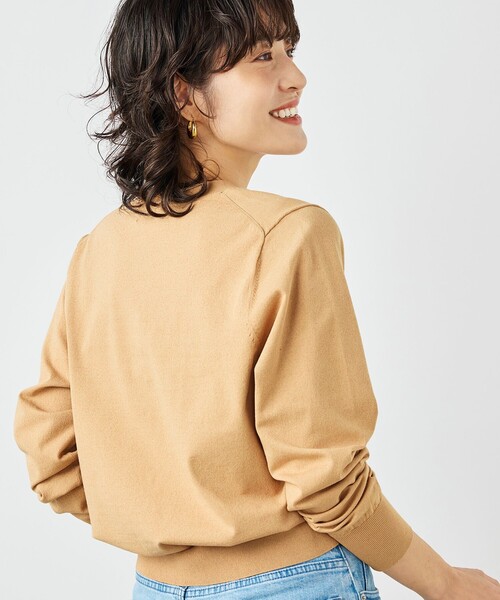 NOLLEY’S(ノーリーズ)の「《手洗い可能》コットンテックスクルーネックカーディガン(カーディガン/ボレロ・レディース・アイボリー/ブルー/キャメル/グリーン/ネイビー/レッド・38/36)」の6枚目の写真