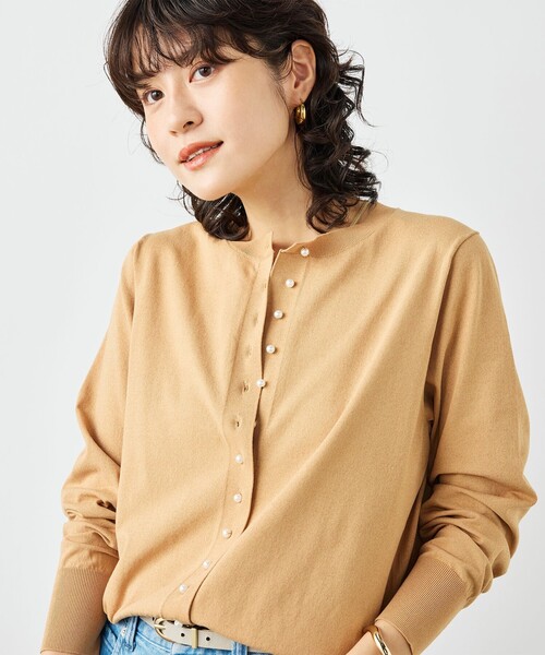 NOLLEY’S(ノーリーズ)の「《手洗い可能》コットンテックスクルーネックカーディガン(カーディガン/ボレロ・レディース・アイボリー/ブルー/キャメル/グリーン/ネイビー/レッド・38/36)」の12枚目の写真